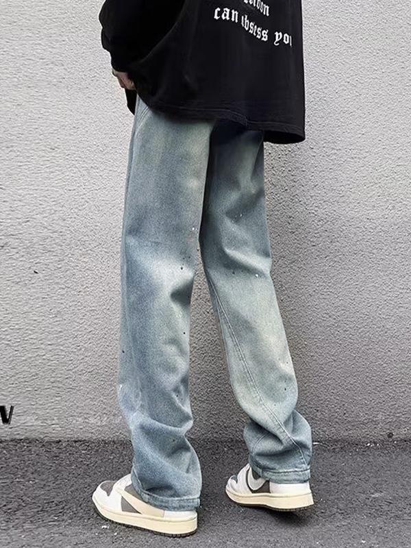 Men's Ripped Raw Trim Loose Jeans Product Image