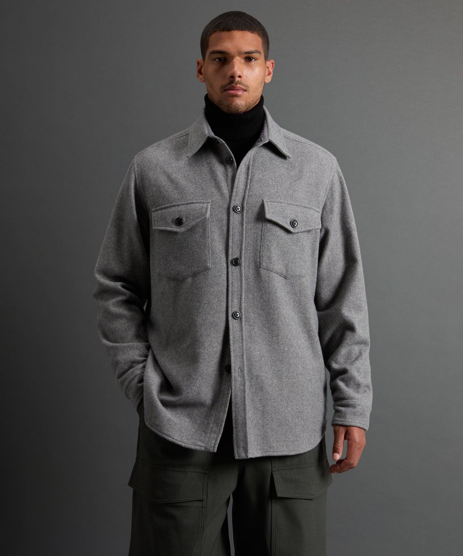 Todd Snyder X Woolrich Cashmere Shirt Jacket in Grey Product Image
