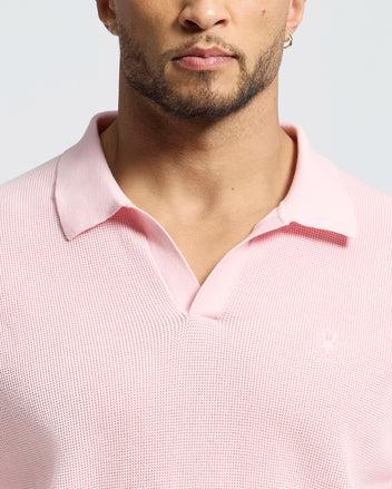 MENS LEETON JOHNNY COLLAR KNIT POLO - B6E562F200 Product Image