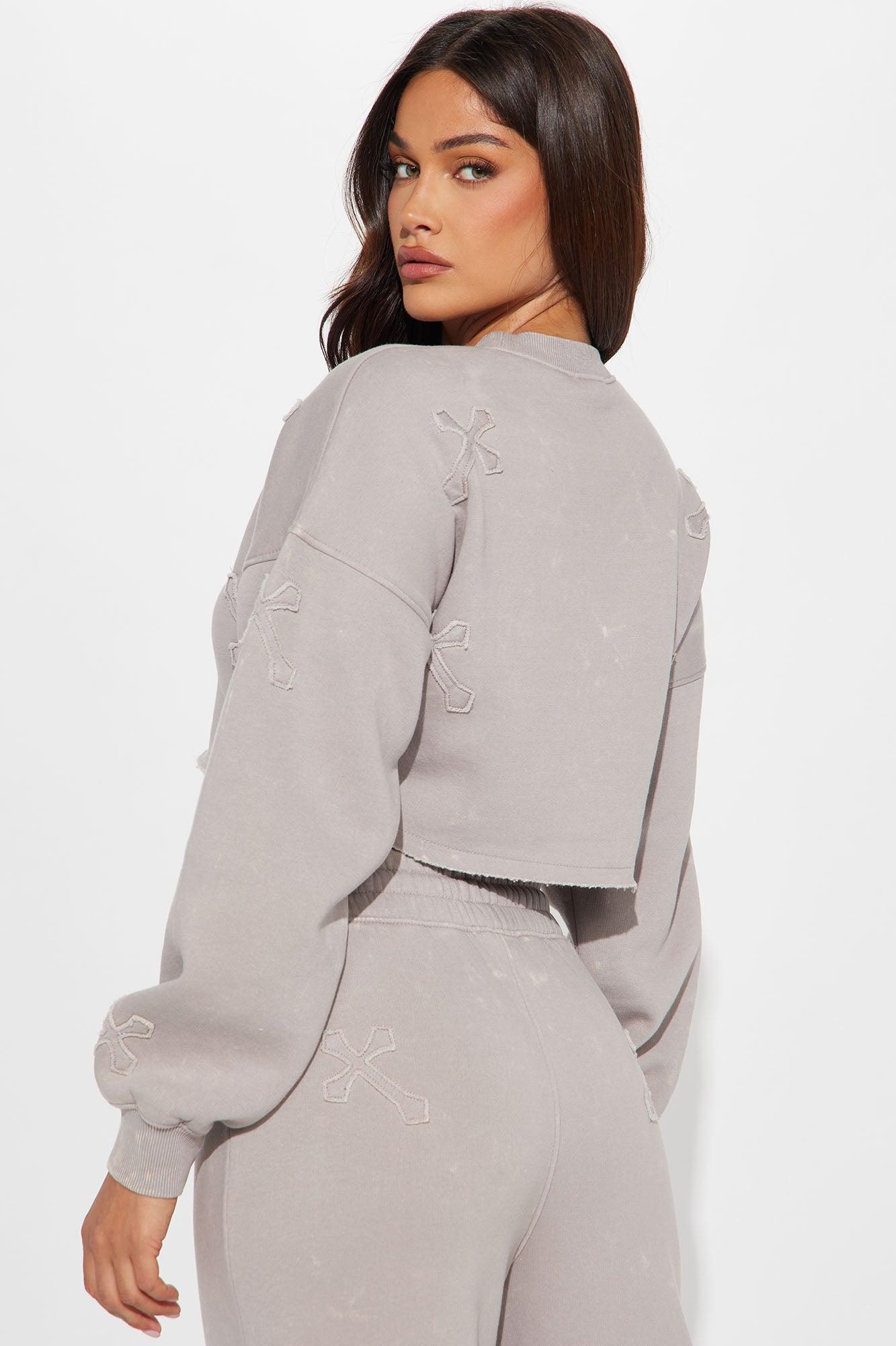 Wake Up Blessed Washed Sweatshirt - Grey/combo Product Image