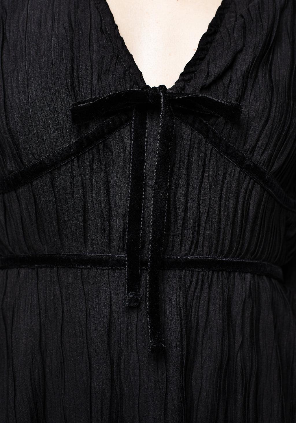 Belial Crinkle Velour Ribbon Midaxi Dress Product Image