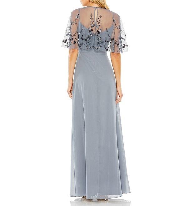Mac Duggal Beaded Cape Overlay A-Line Gown Product Image