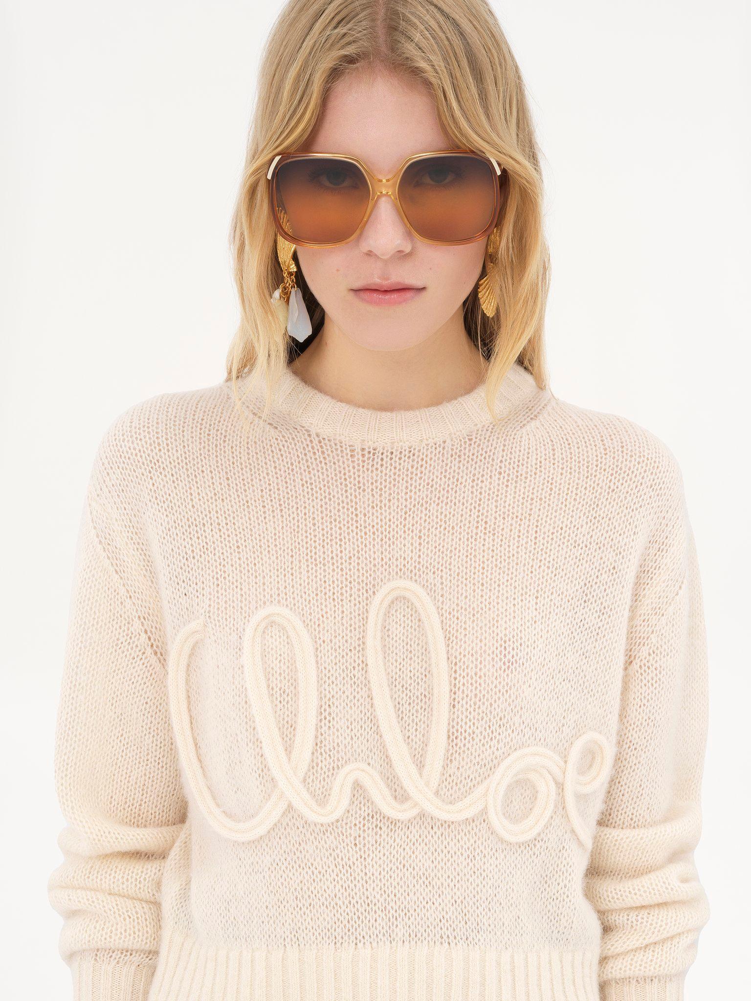 Logo sweater in alpaca wool & silk knit Product Image
