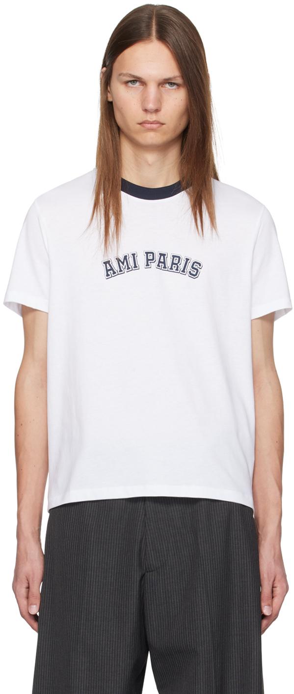 AMI ALEXANDRE MATTIUSSI Ami Paris Organic Cotton Logo Graphic T-shirt In White Product Image