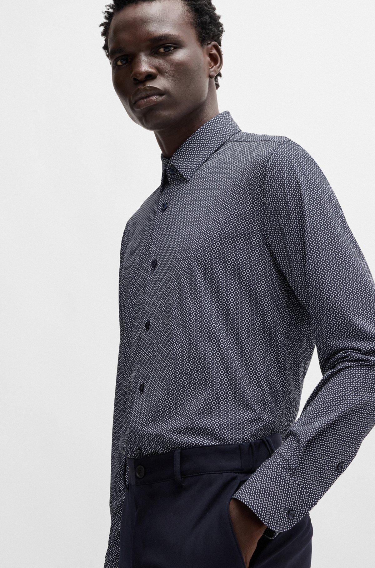 Slim-fit shirt in printed performance-stretch jersey Product Image