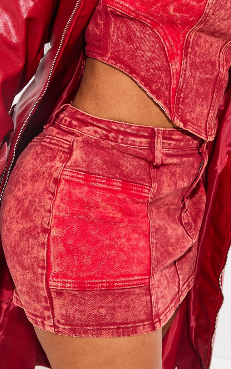 Shape Red Denim Micro Mini Skirt Product Image