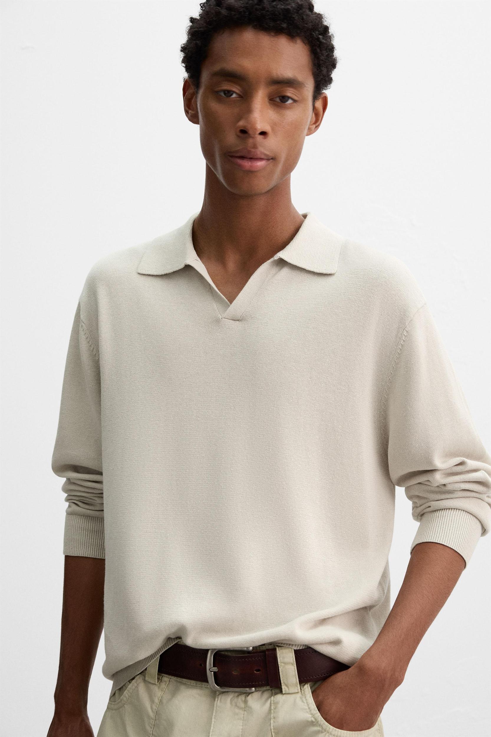 COTTON-HEMP KNIT POLO SHIRT Product Image