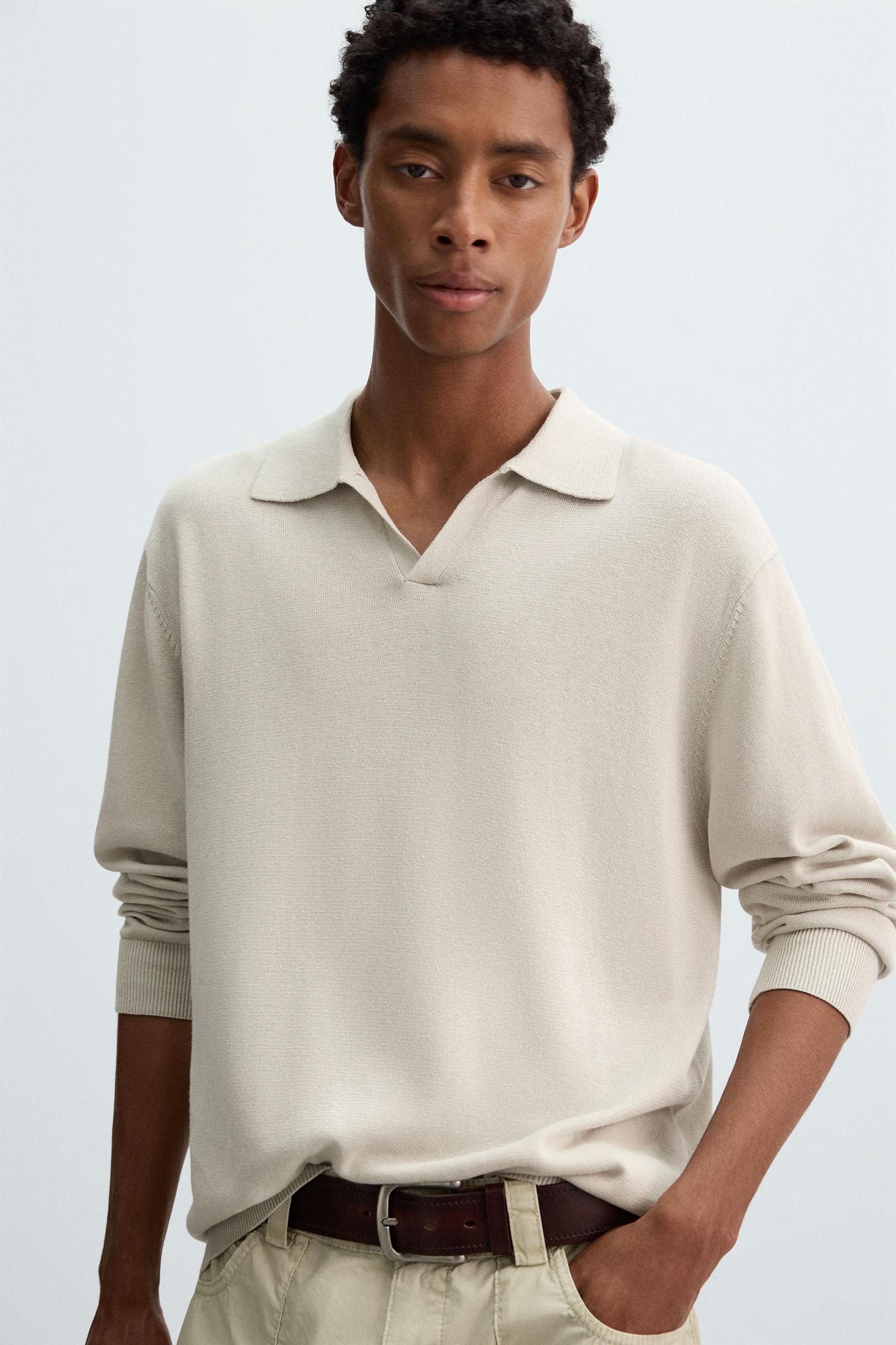 COTTON-HEMP KNIT POLO SHIRT Product Image