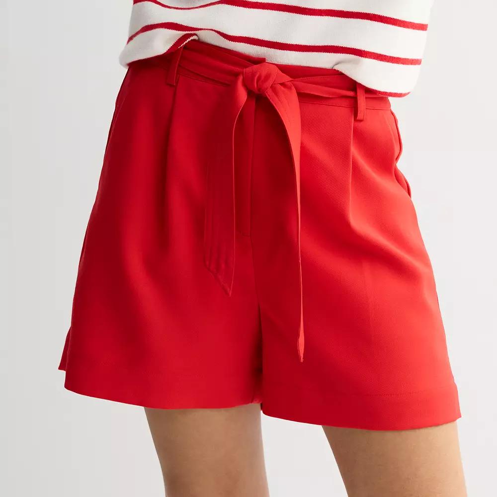 Women's Draper James Twill Belted Shorts, Size: Large, Red Product Image