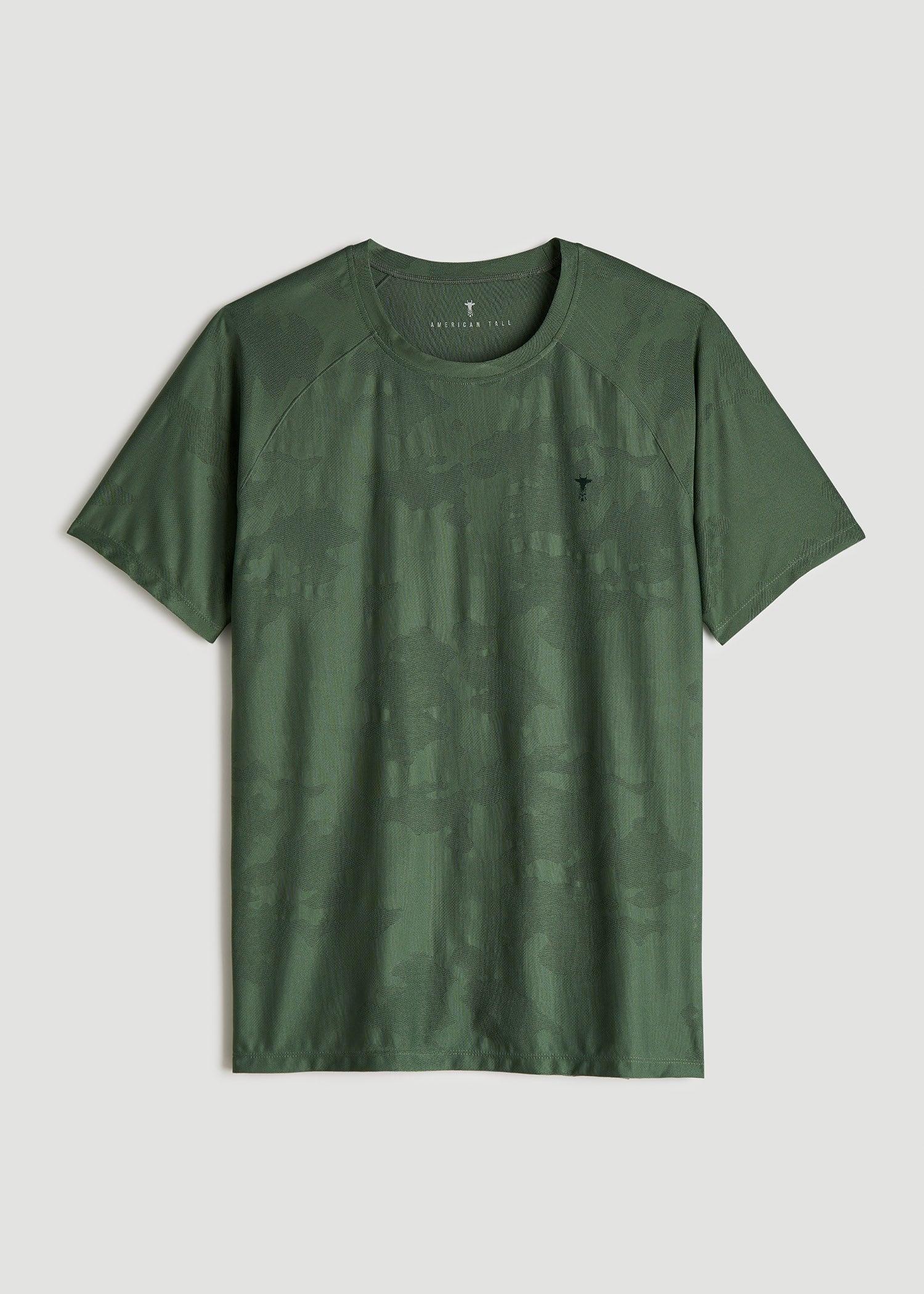 Jacquard Training T-Shirt for Tall Men in Forest Green Male Product Image