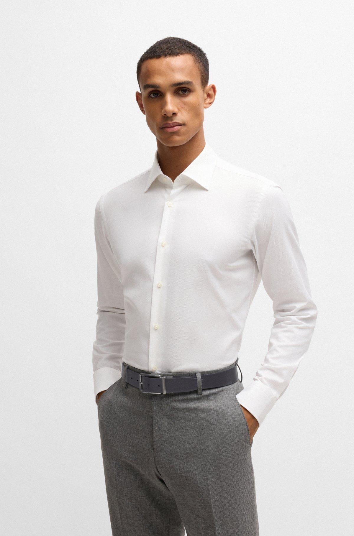 Reversible belt in grained and plain leather Product Image