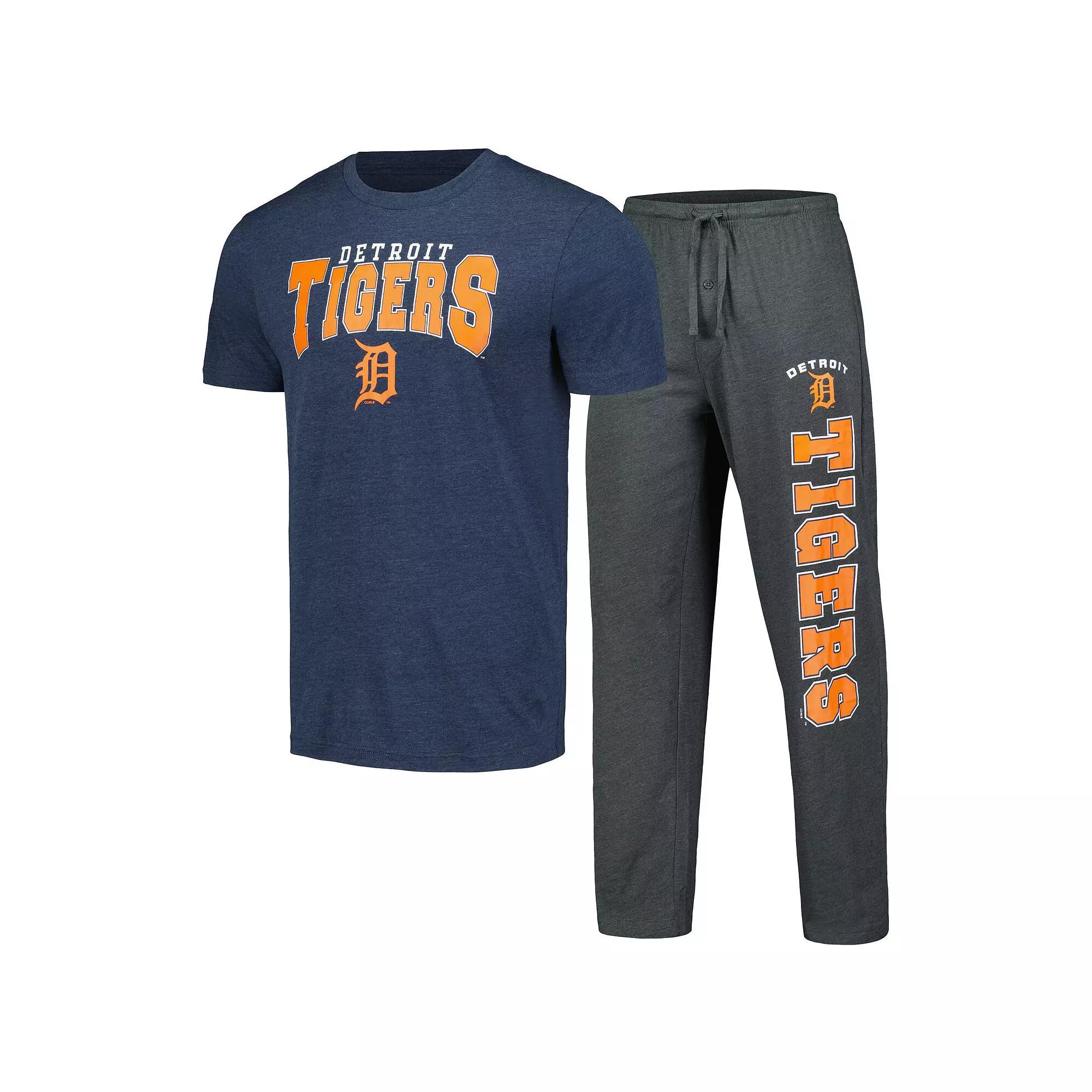 Men's Concepts Sport Charcoal/Navy Detroit Tigers Meter T-Shirt & Pants Sleep Set, Size: Medium Product Image