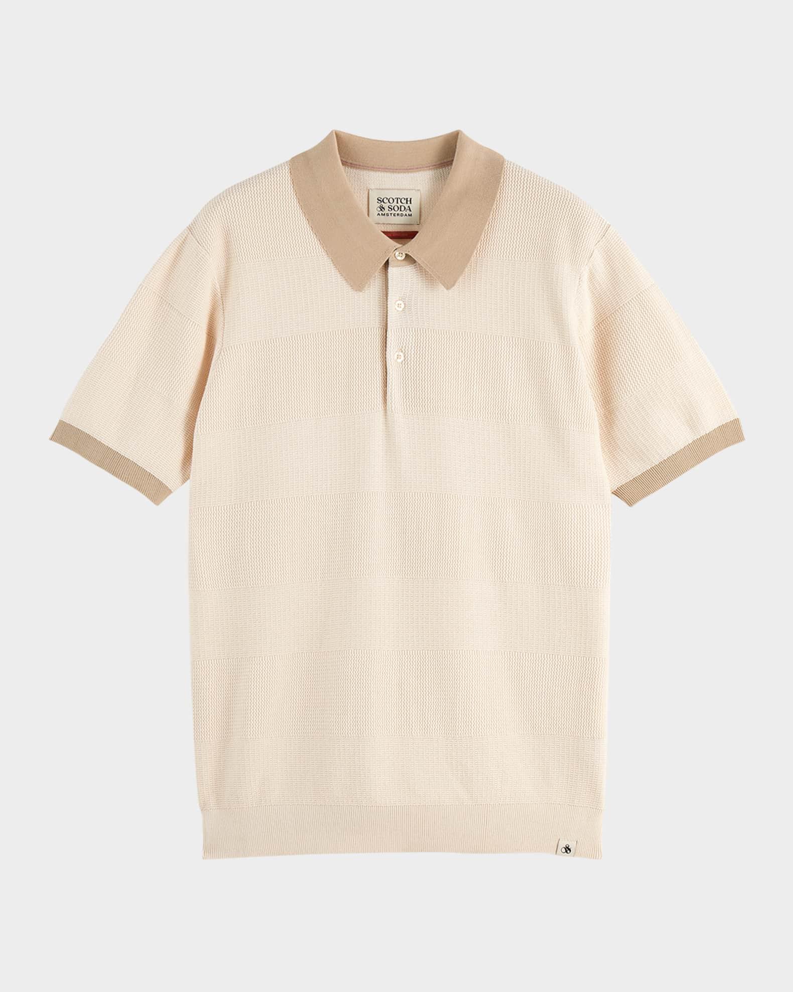 Men's Cotton Texture Knit Polo Shirt  Product Image