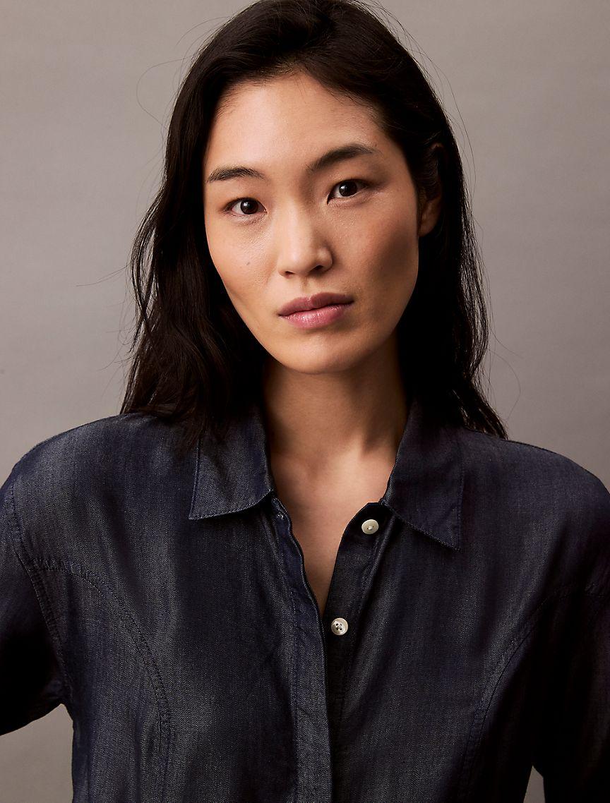 Relaxed Denim Mini Shirt Dress Product Image