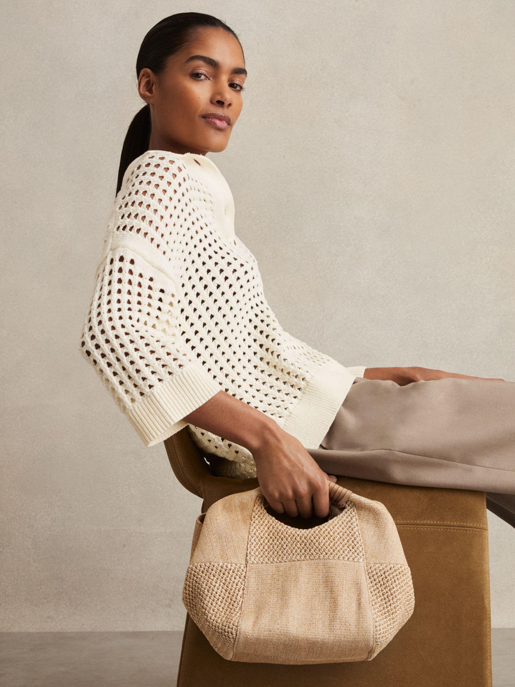 Raffia Patchwork Clutch Bag in Natural Product Image