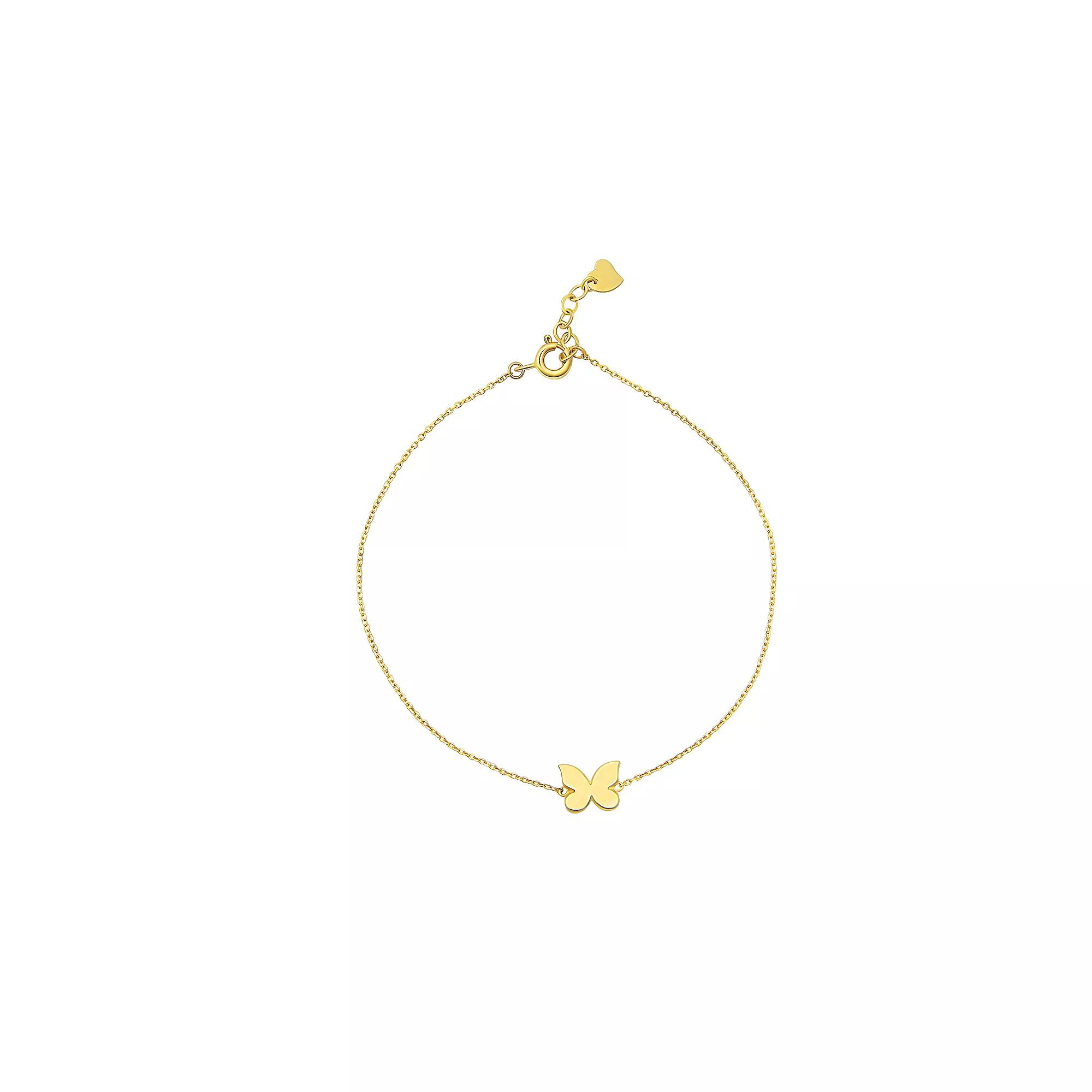 Forever 14K 14k Gold Butterfly Chain Bracelet, Women's, Size: 7.5" Product Image