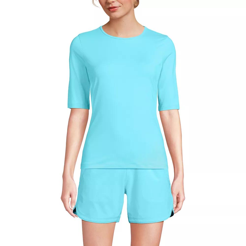 Petite Lands' End UPF 50 Elbow-Sleeve Rash Guard Swim Tee, Women's,  Product Image