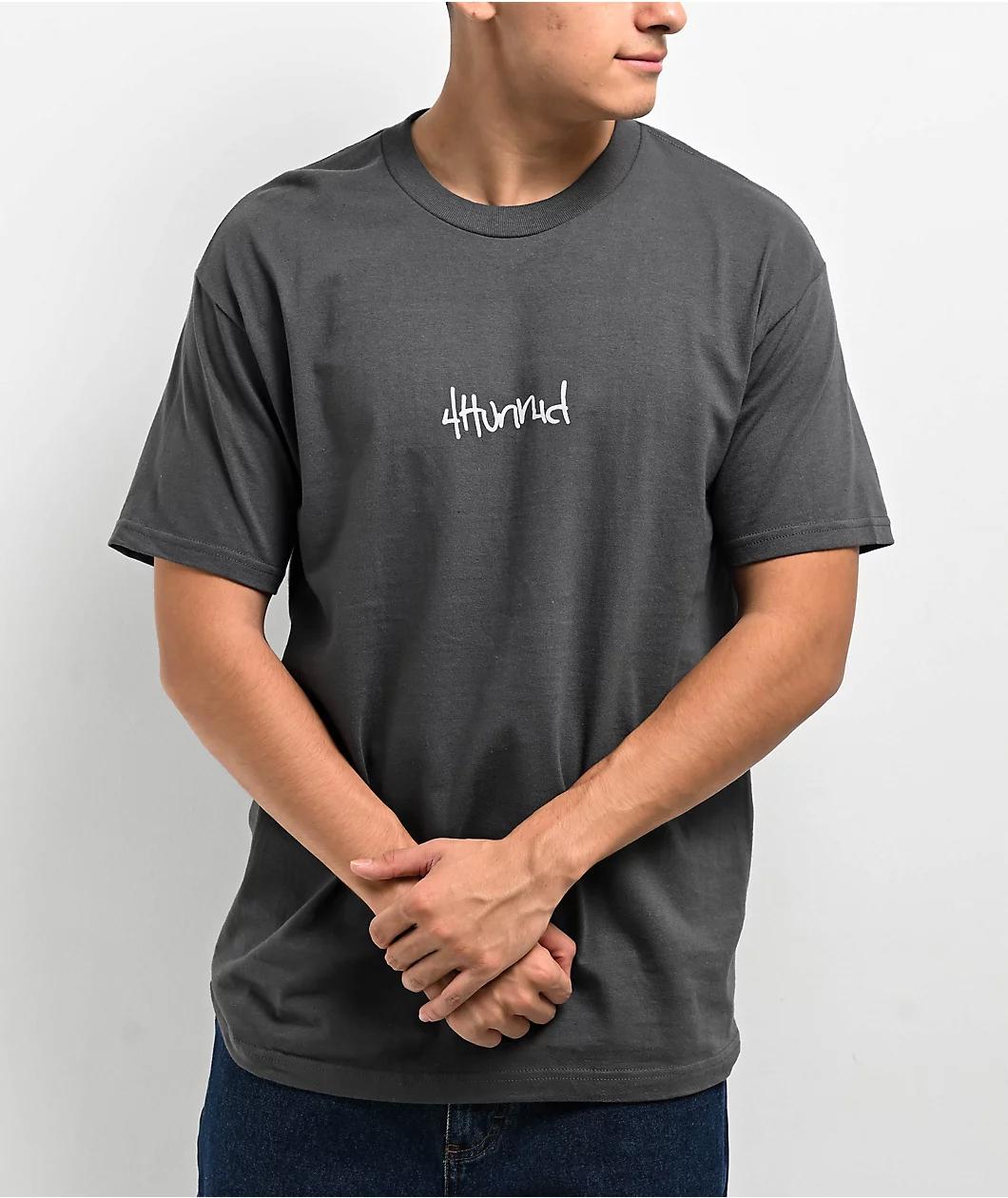 4Hunnid Logo Charcoal T-Shirt Product Image