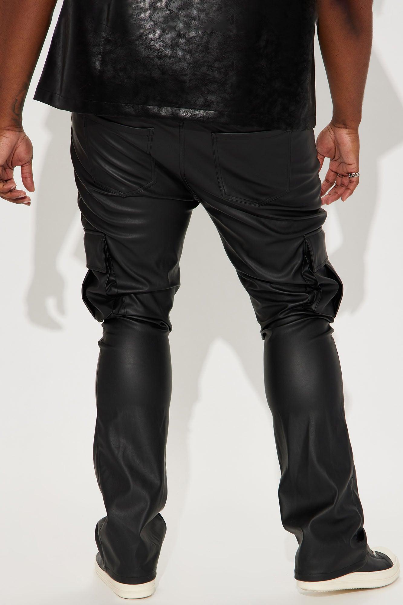 Rule Breaker Faux Leather Stacked Skinny Flared Pants - Black Product Image