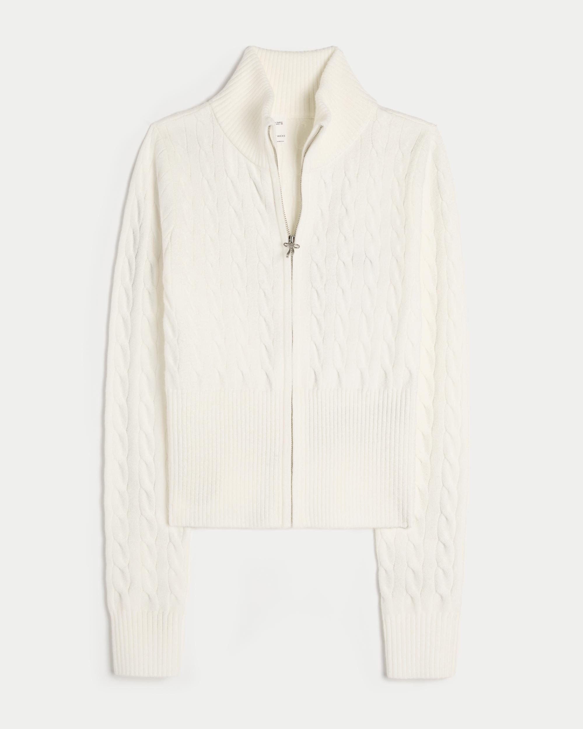 Gilly Hicks Scallop Hem Zip-Up Sweater Product Image