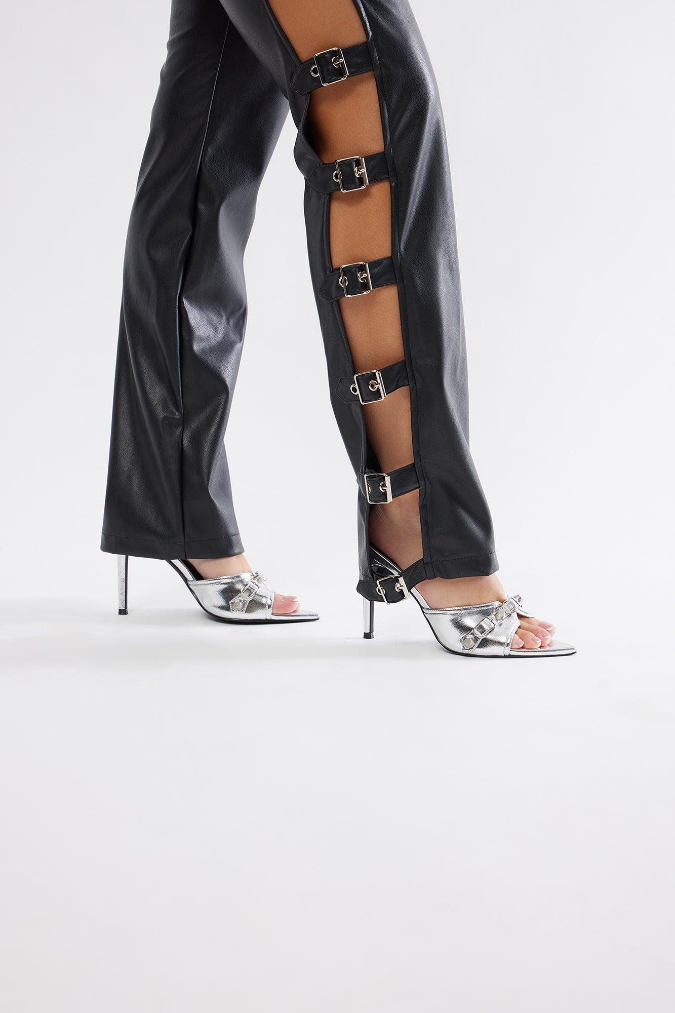 Alessia Heeled Mules - Silver Product Image