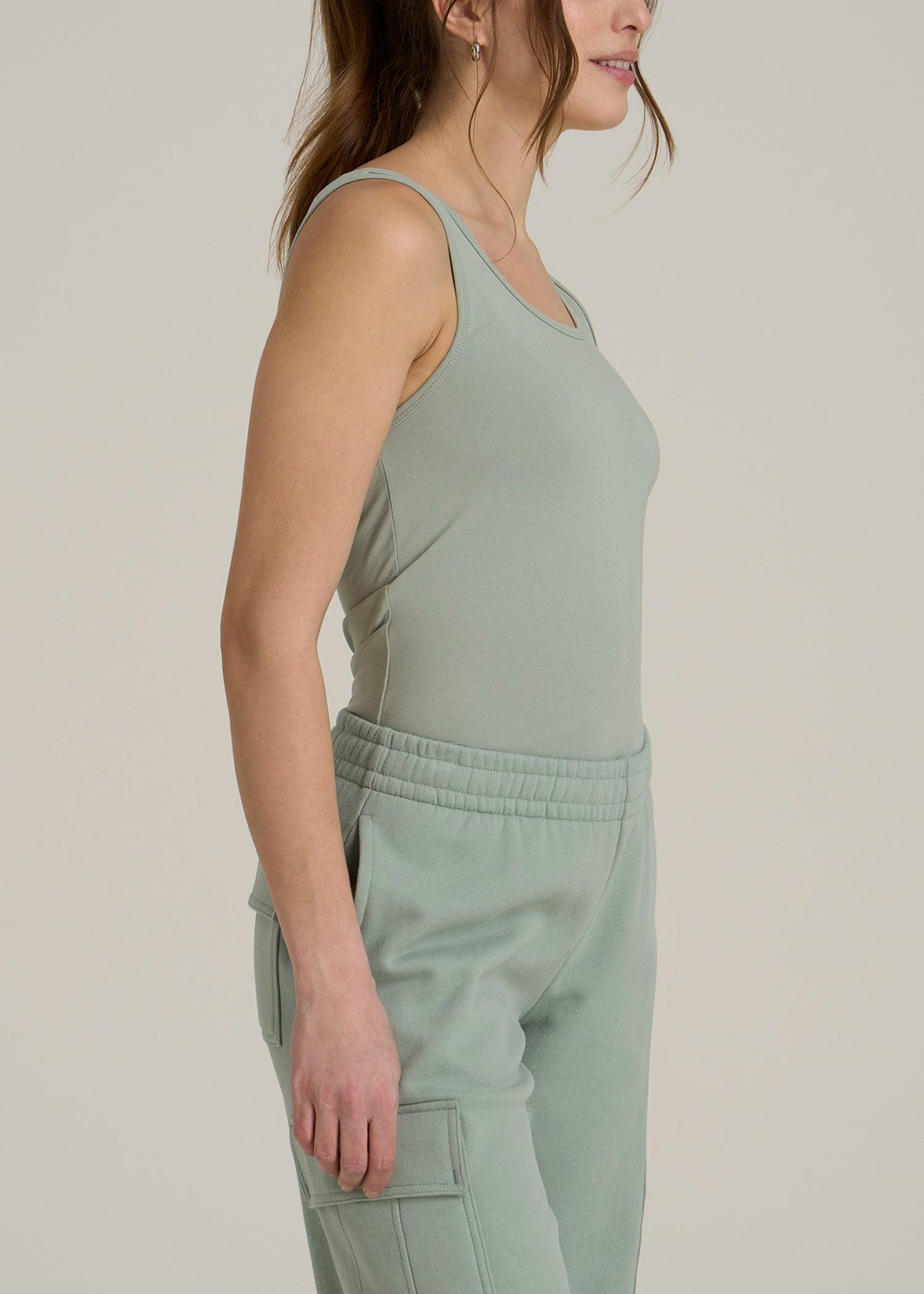 Slim Fit Jersey Tank Top for Tall Women in Seagrass Product Image