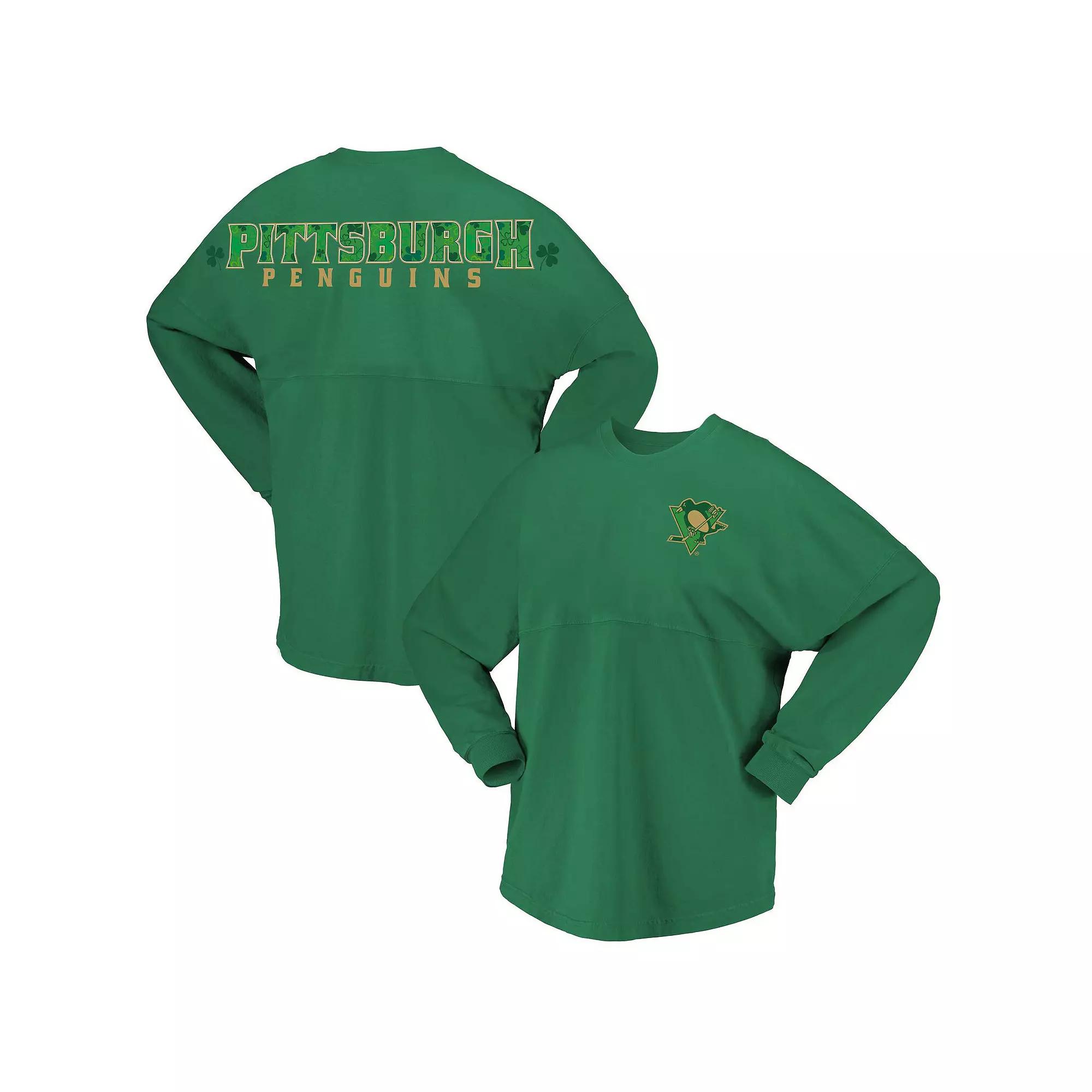 Women's Fanatics Branded Kelly Green Pittsburgh Penguins St. Patrick's Day Spirit Jersey T-Shirt,  Product Image