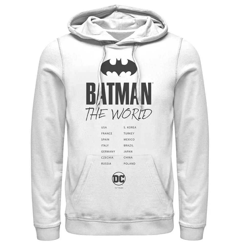 Men's Batman: The World White Bat Logo Stamp Hoodie, Boy's,  Product Image