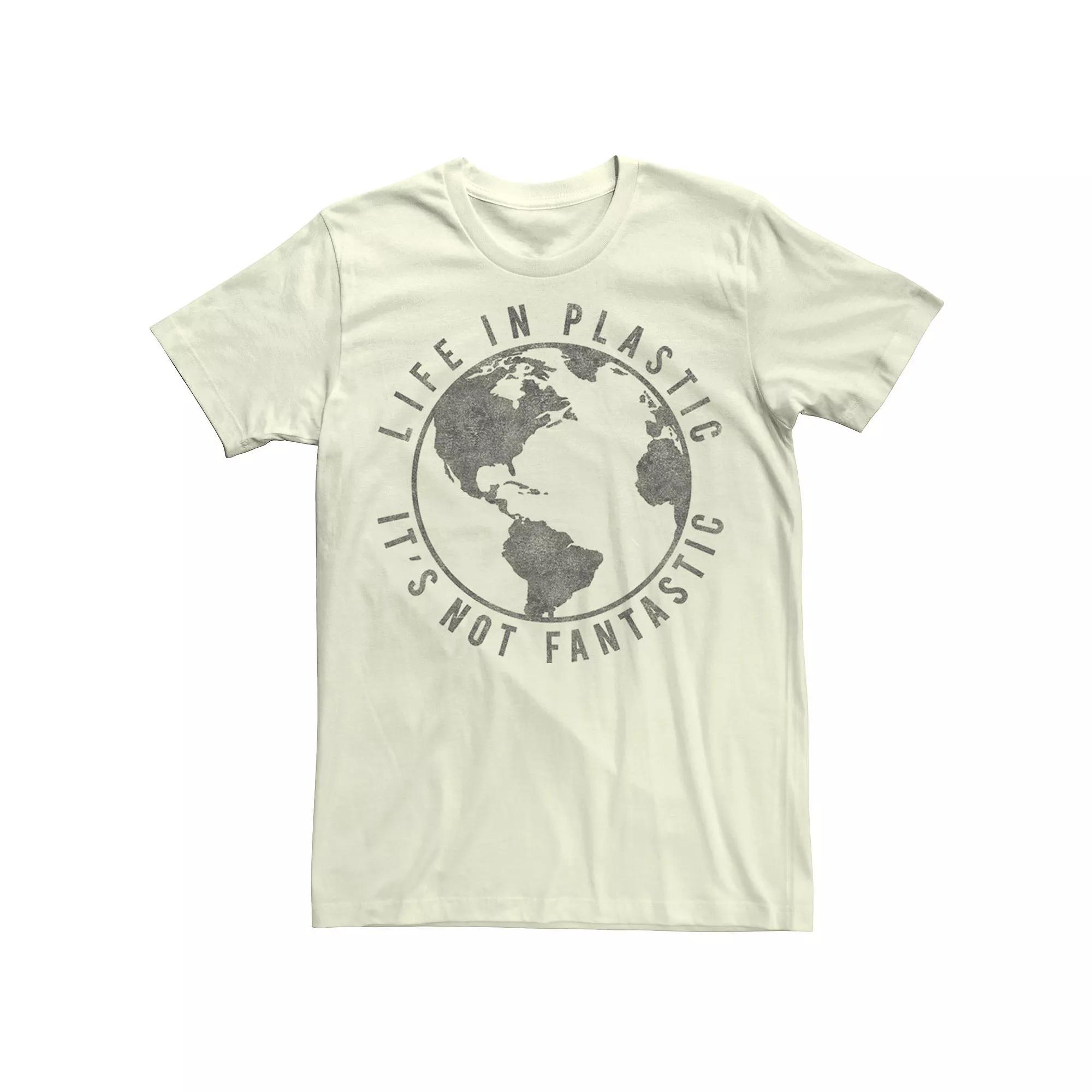 Men's Life In Plastic Its Not Fantastic Earth Tee, Size: Medium, Light Blue Product Image