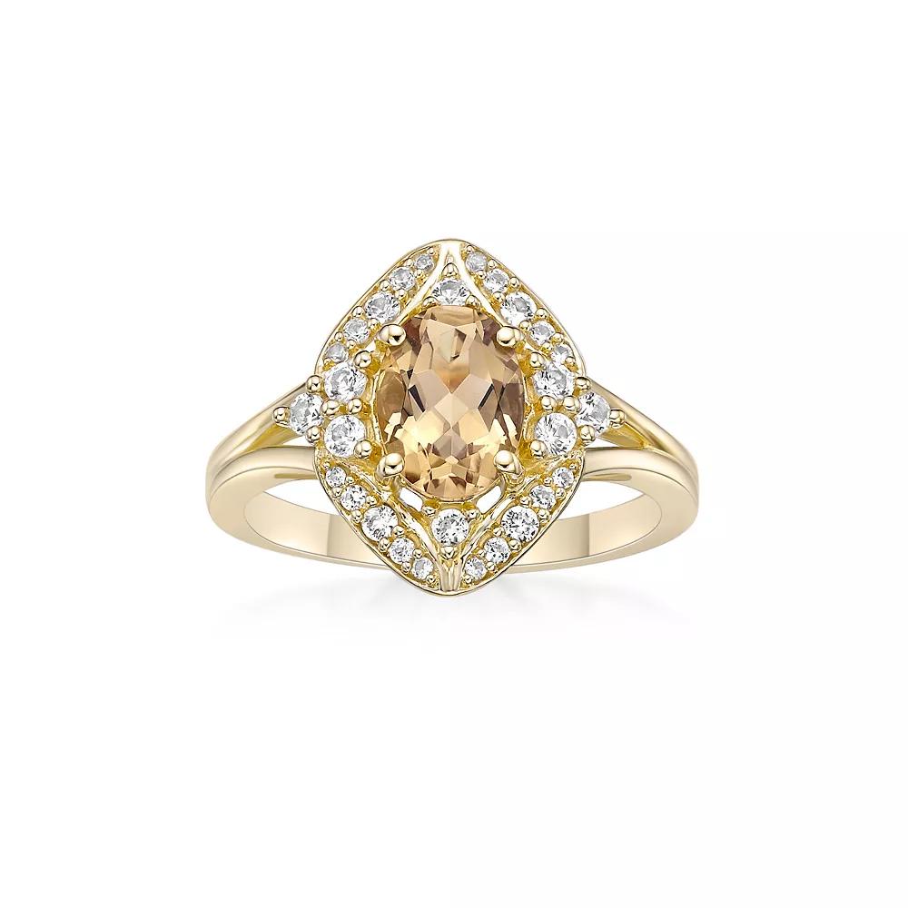 Gemminded 2 Micron Citrine & Lab-Created White Sapphire Ring, Women's, Size: 5, Gold Tone Product Image