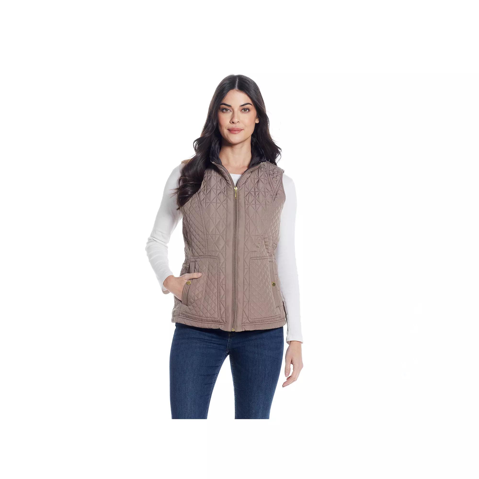 Women's Weathercast Multi Quilted Plush Lined Vest, Size: XL, Shiitake Product Image