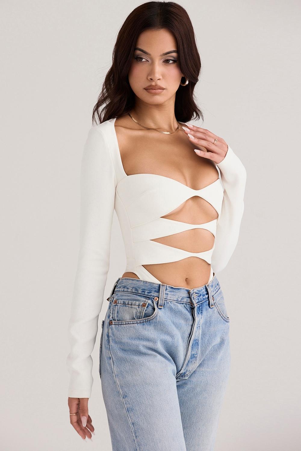 Danica  white cutout bodysuit Product Image