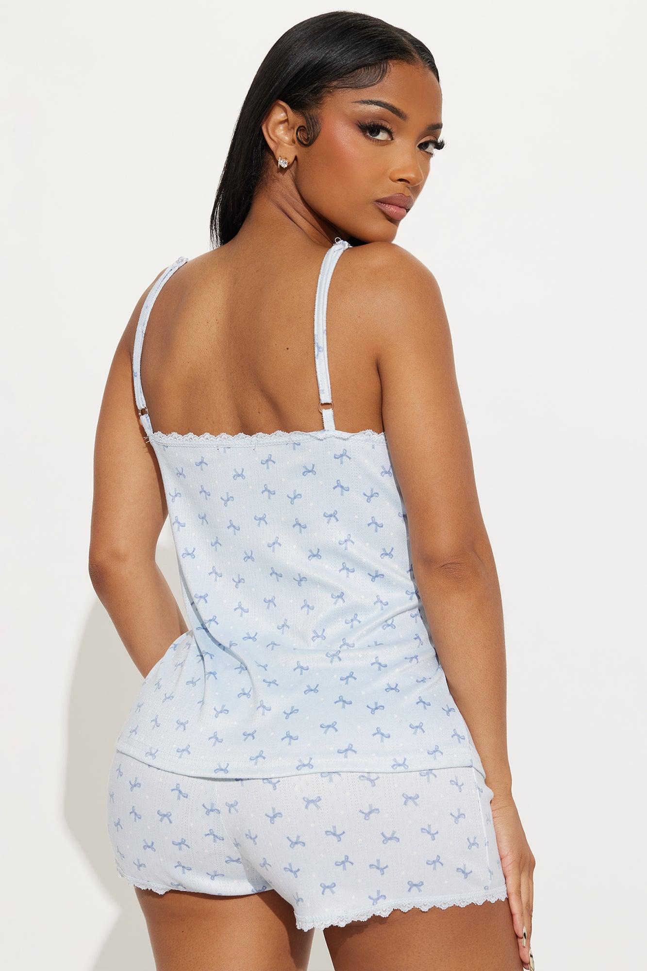 Bow Dreams Pointelle Cami PJ Short Set - Light Blue Female Product Image