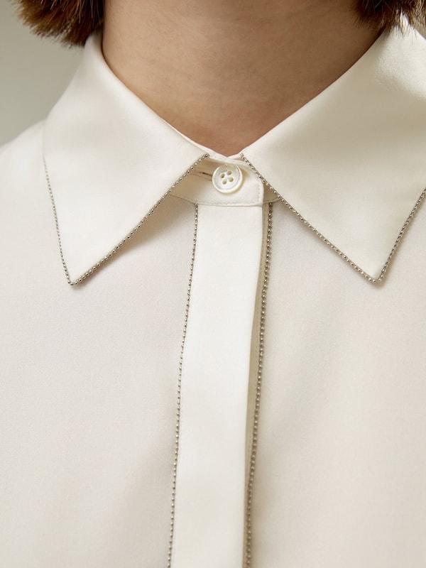 LILYSILK Silk Button Down Shirt - for Women - Pearl White Mulberry Silk - Comfortable Elegant Style Top S Product Image