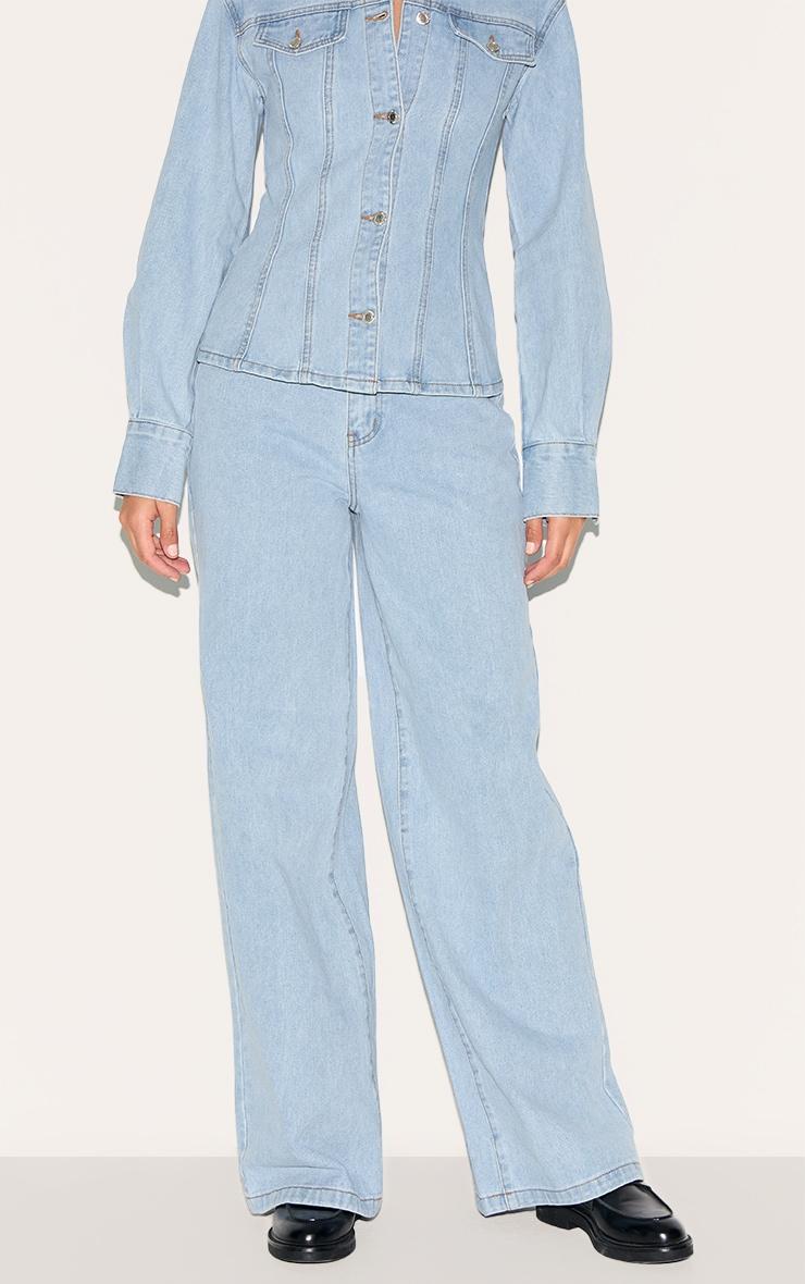 Tall Light Blue Wash High Waist Wide Leg Jeans Product Image