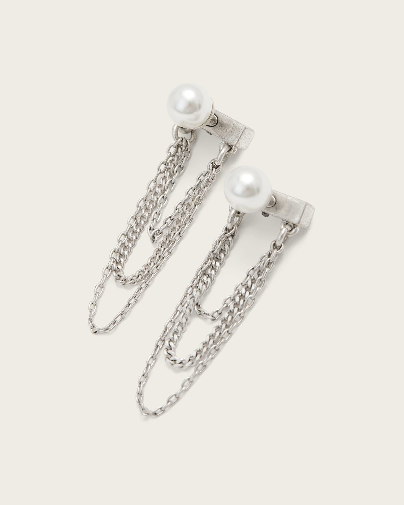 Nellie Pave Earrings WARM SILVER | ALLSAINTS US Product Image