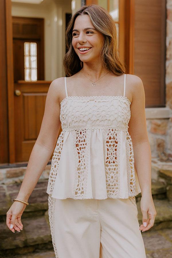 Boheme Bay Crochet Babydoll Top in Cream Product Image