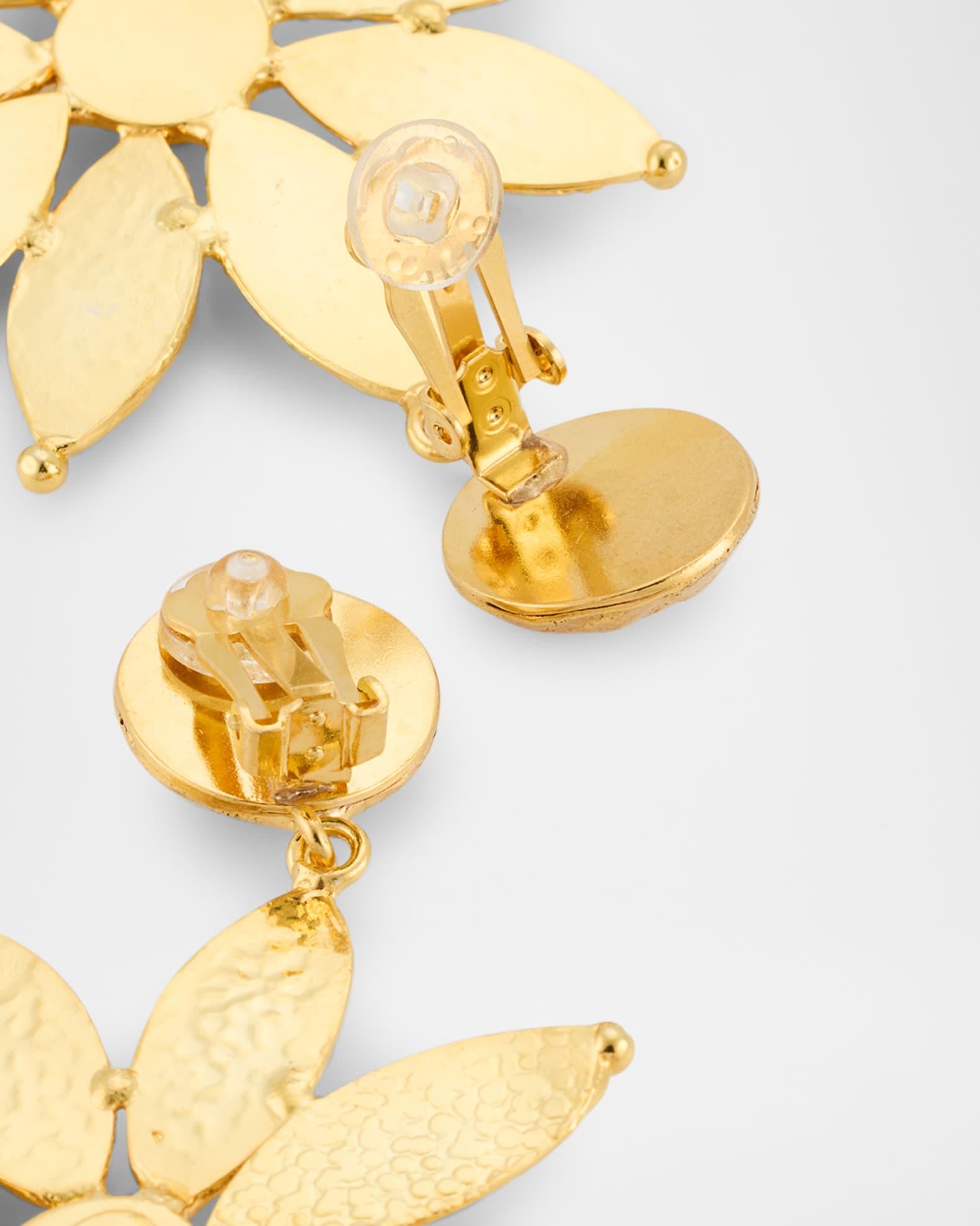 Yellow Onyx Flower Clip Earrings Product Image