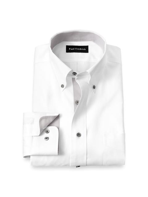 Comfort Stretch Non-Iron Solid Dress Shirt With Contrast Trim - White/grey Product Image
