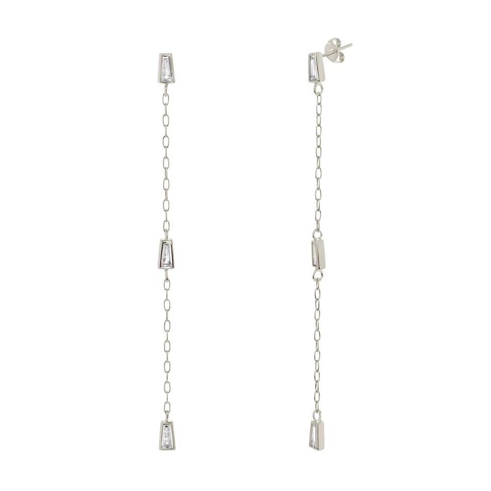 MC Collective Cubic Zirconia Chain Drop Earrings, Women's, Silver Tone Product Image