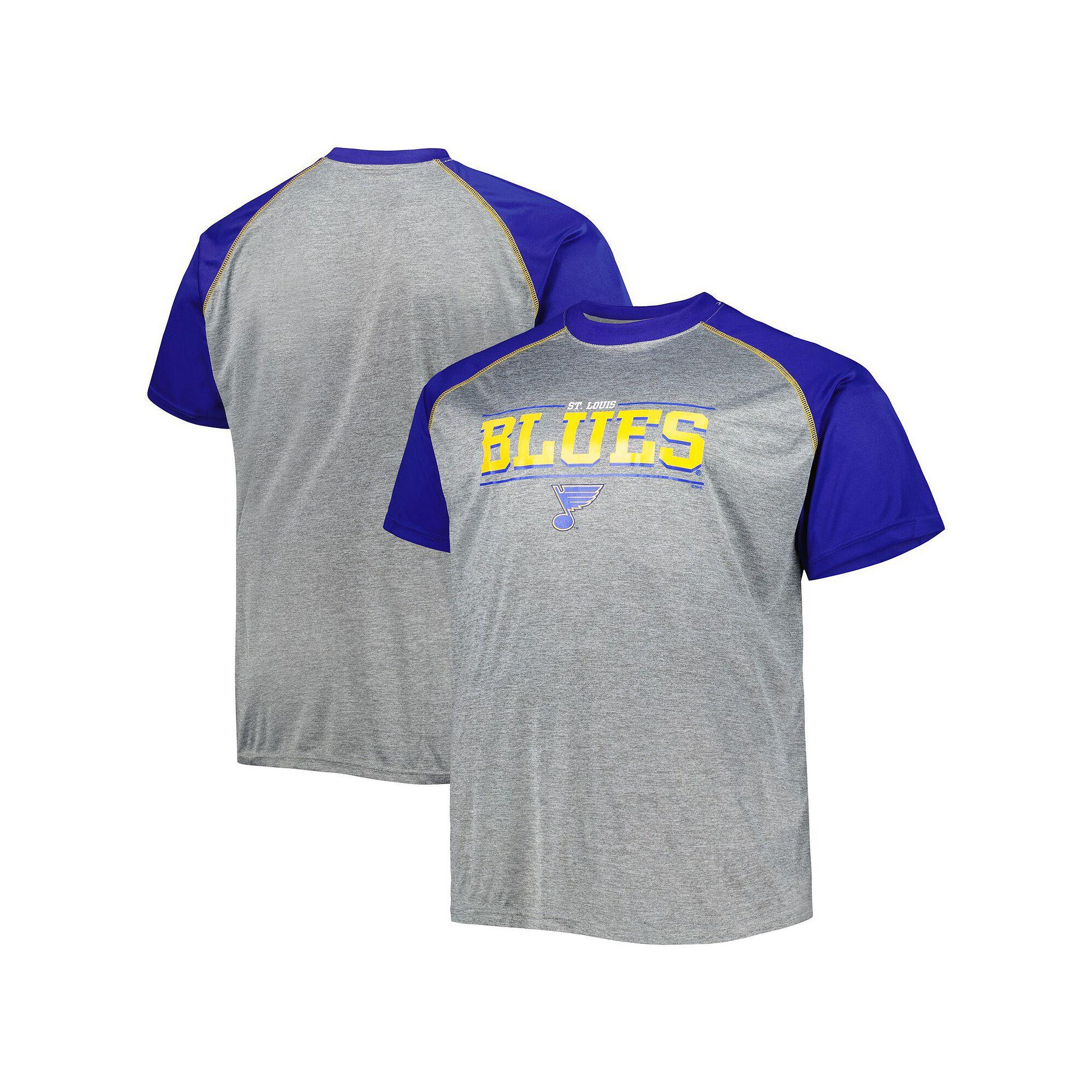 Men's Heather Gray St. Louis Blues Big & Tall Logo Raglan T-Shirt, Size: 3XB, Grey Product Image