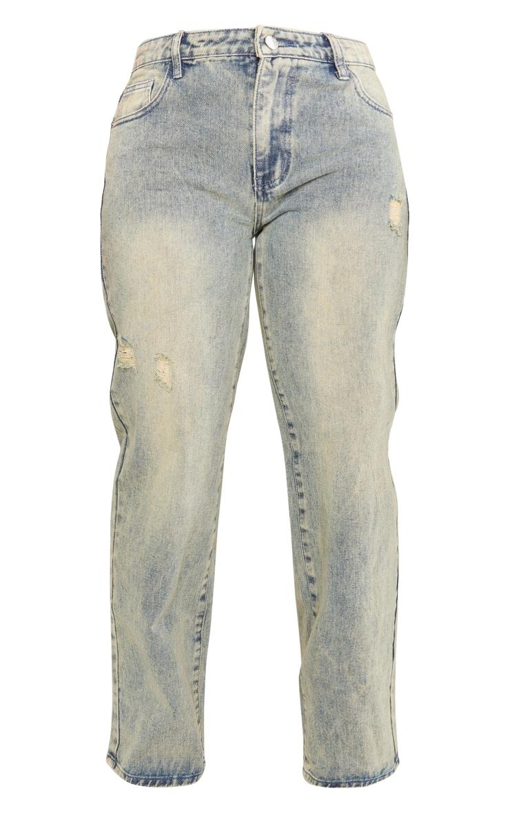  Shape Indigo Vintage Wash Washed Denim Wide Leg Jeans Product Image