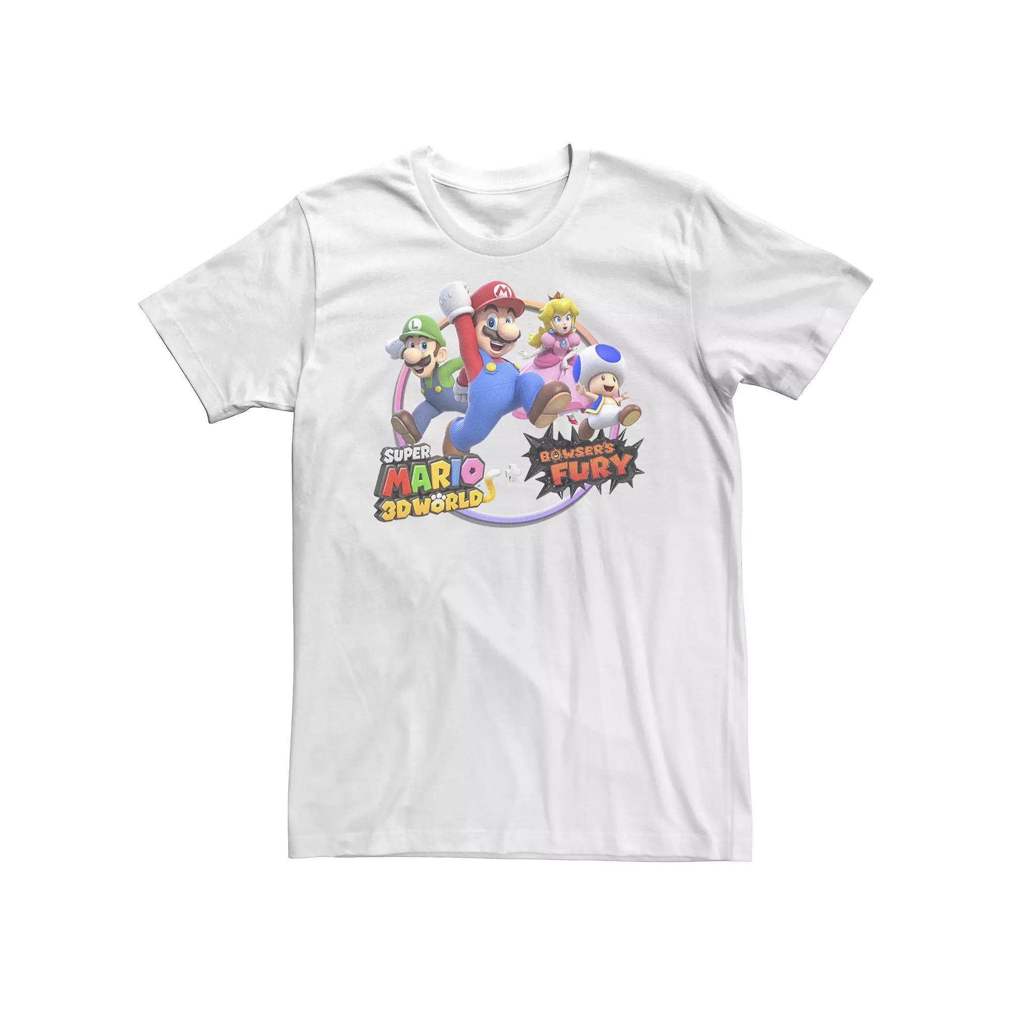 Big & Tall Nintendo Super Mario 3D World Bowser's Fury Group Rainbow Circle Tee, Men's,  Product Image