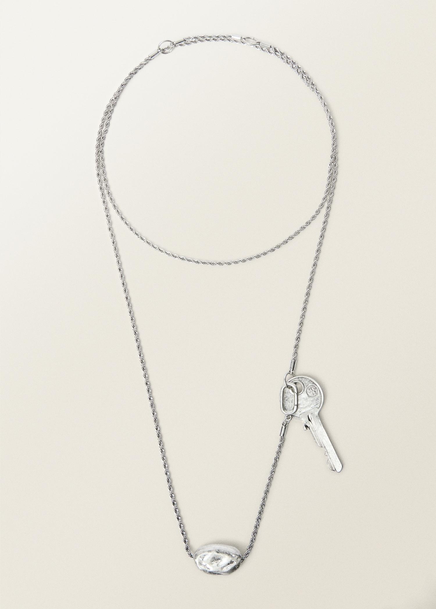 Key necklace with beads - Women | MANGO USA Product Image