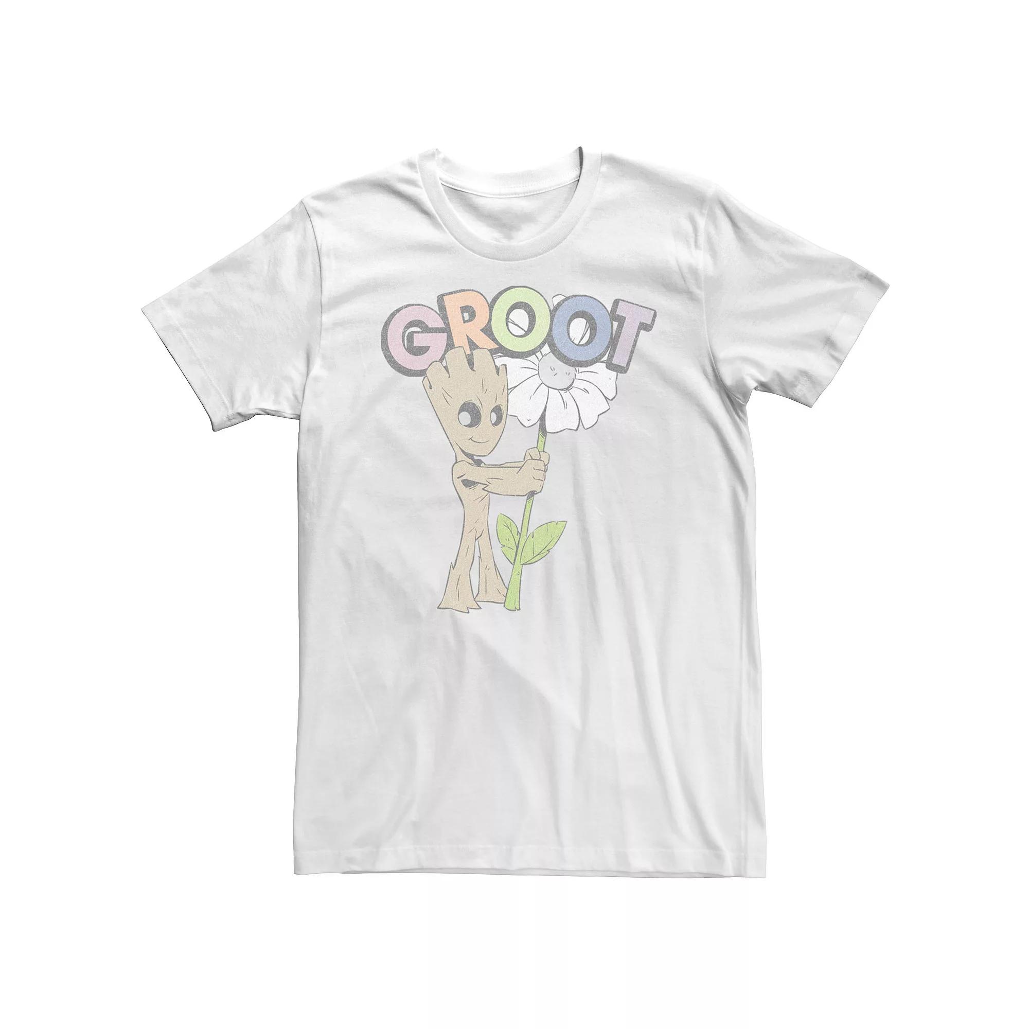 Big & Tall Marvel Cute Groot Hugging Flower Tee, Men's,  Product Image