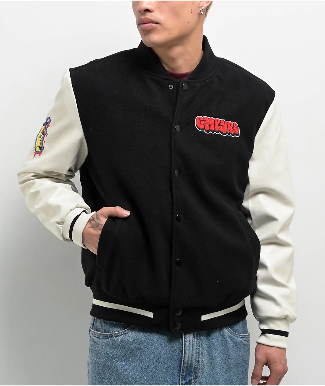 Empyre Cat A Tat Black & Cream Varsity Jacket Product Image