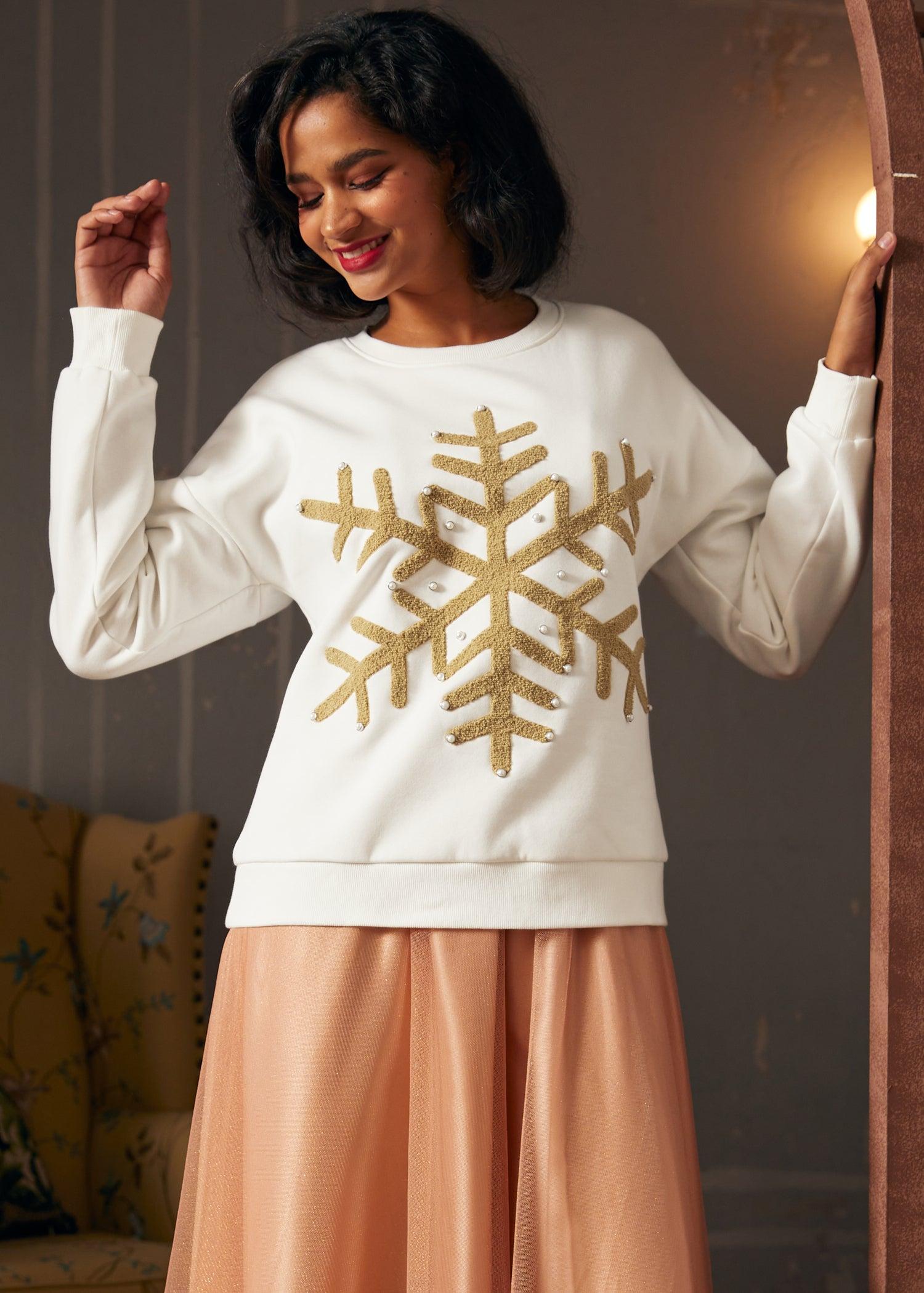 Winter's Whisper Snowflake Sweatshirt Product Image