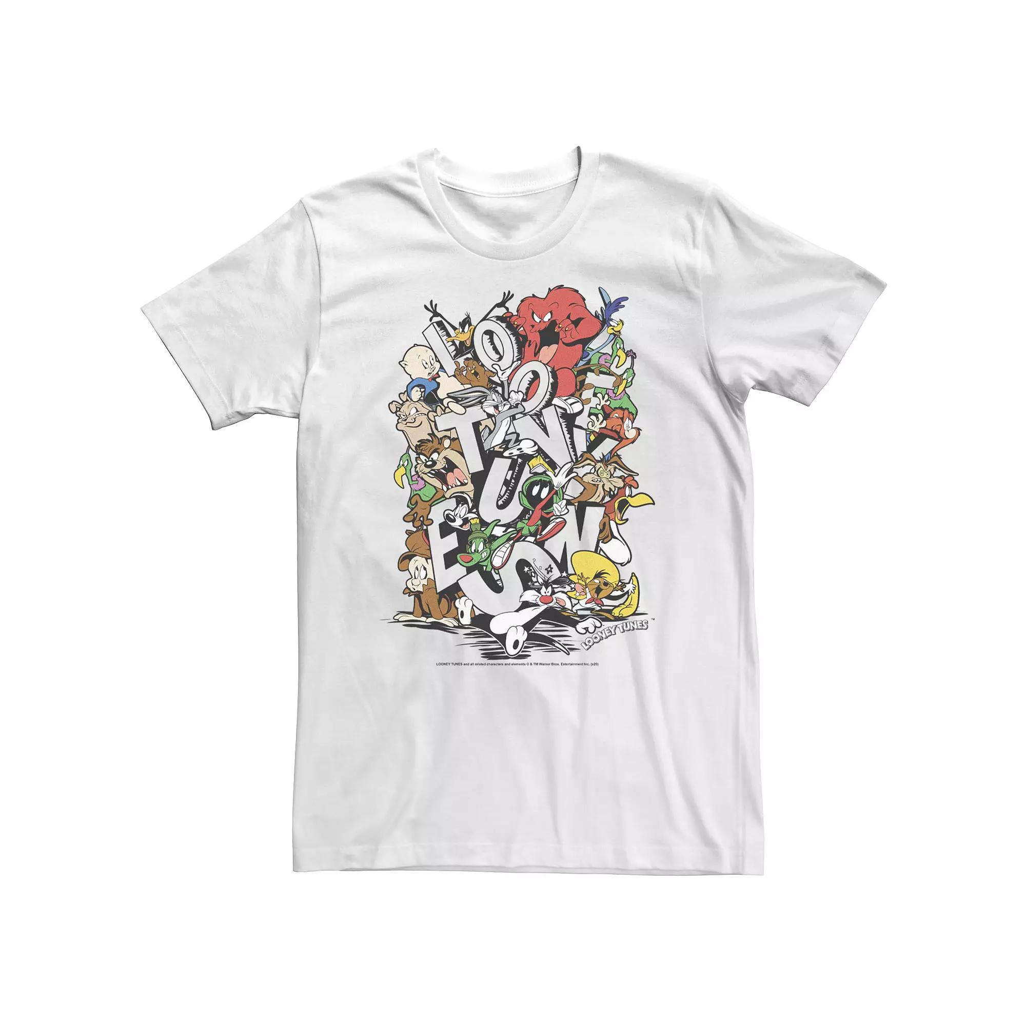 Big & Tall Looney Tunes Neon Group Shot Stack Tee, Men's,  Product Image