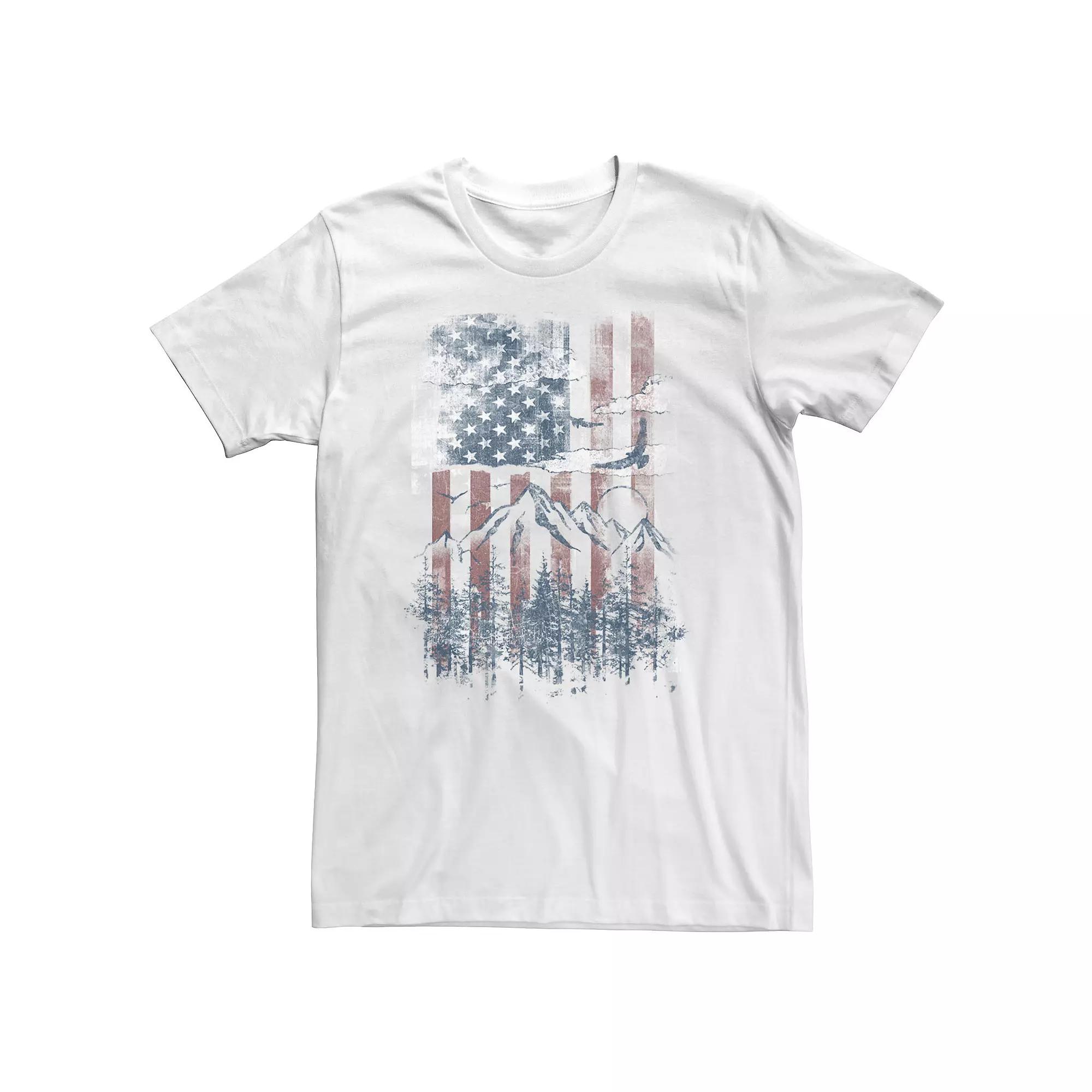Big & Tall American Flag Vertical and Mountain Range Tee, Men's,  Product Image
