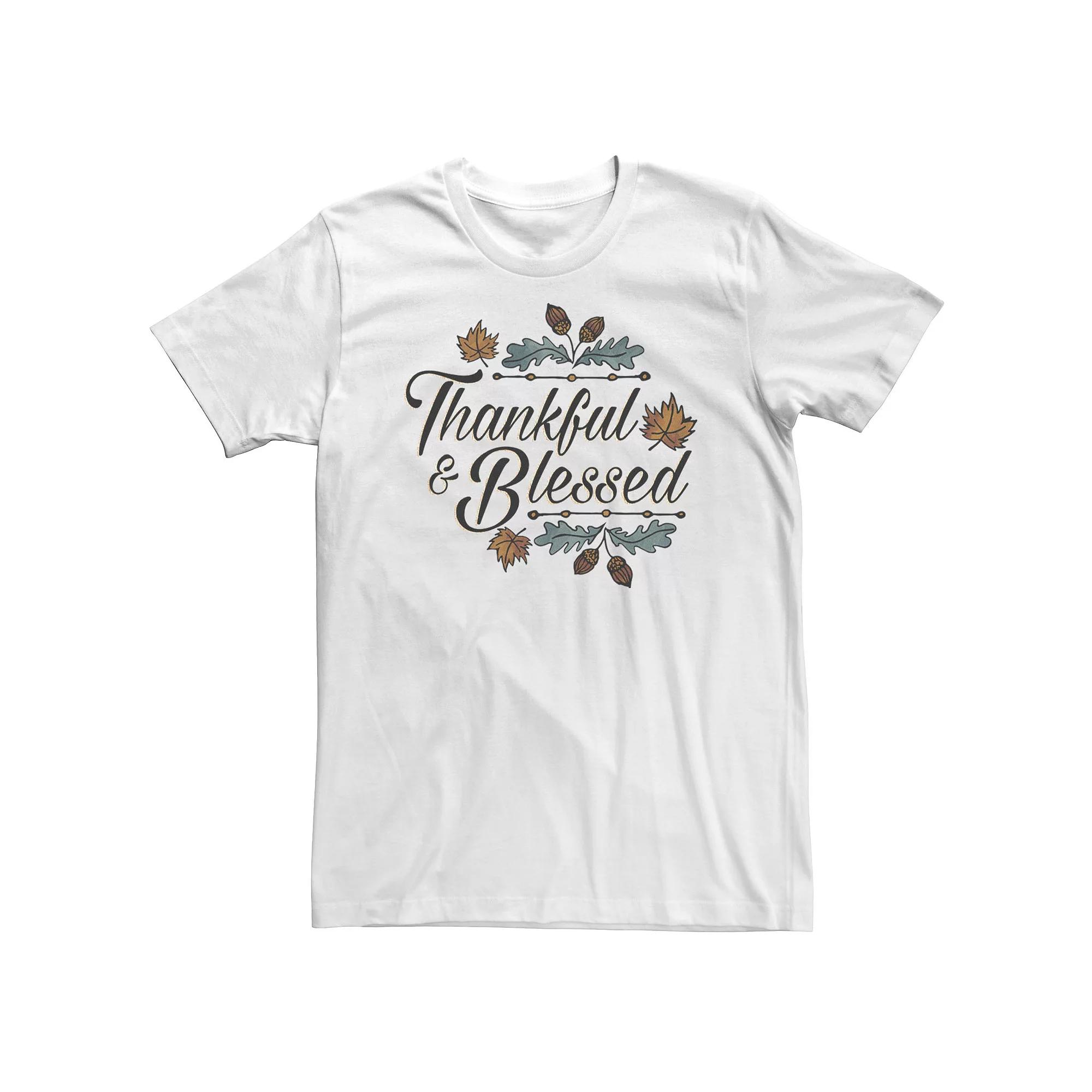 Big & Tall "Thankful & Blessed" Autumn Design Tee, Men's, Size: 4XL, White Product Image